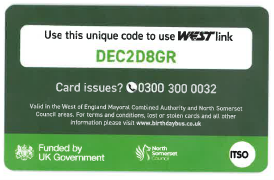 Back of a birthday bus pass showing code 2