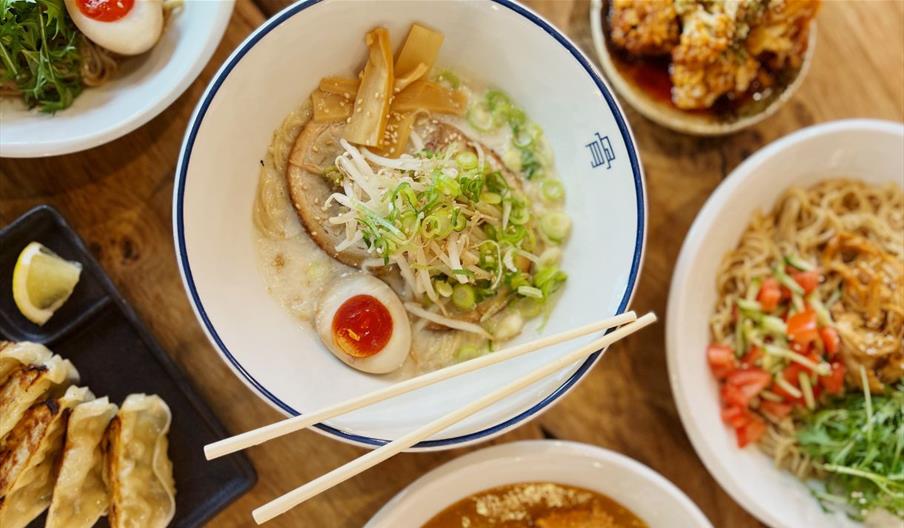 Tonkotsu ramen and side dishes