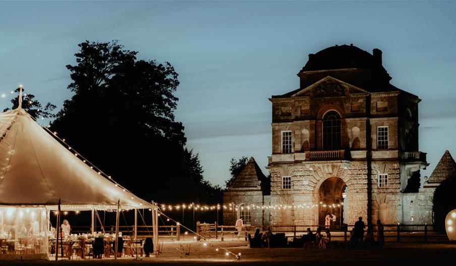 House with marquee outside