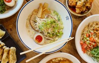 Tonkotsu ramen and side dishes