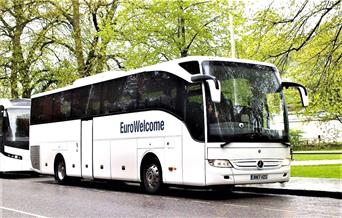 A white Eurowelcome branded coach