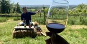 Wine tasting on hay bales