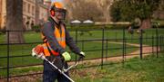 Bristol Waste Company maintenance services staff member and gardening equipment.