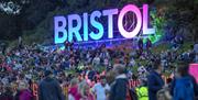 Bristol sign lit up at Bristol International Balloon Fiesta